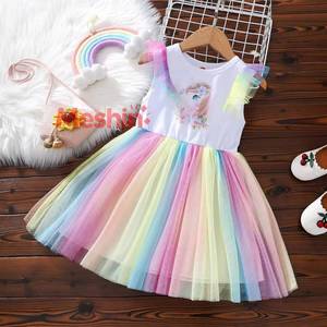 Robe de fête décontractée pour filles, jupe licorne rose princesse pour tout-petits, idéale pour les anniversaires et les spectacles - Product Image 1