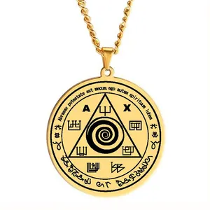 Boa sorte mágica talisman de abraxas para controlar a sua vida com os espíritos melhores dinheiro amuleto colar de pingente de aço inoxidável
