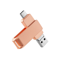 Clé USB 2-en-1 USB 2.0 et USB-C avec logo personnalisé, coque métallique durable, multicolore