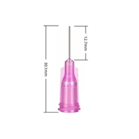 Jarum Dispensing Liscoe 30G 1/2" Luer Lock Ujung Datar Baja Tahan Karat dengan Hub Plastik untuk Semua Jenis Perekat Viskositas Tinggi, Sekali Pakai