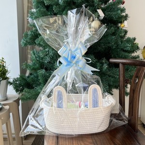 Cesto portaoggetti a forma di ellisse in corda di cotone intrecciata, ecologico e moderno, con manici, per giocattoli di bambini e bambine - Regalo di Pasqua - Product Image 3