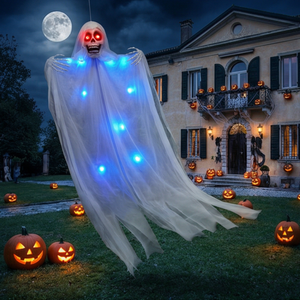 Animatrónico <span class=keywords><strong>de</strong></span> Halloween: Esqueleto Colgante con Luz Azul Brillante, Esqueleto Oscilante, Decoración para Fiesta <span class=keywords><strong>de</strong></span> Halloween - Product Image 2