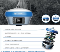 Penerima GPS/GNSS Stonex S6II/S980 RTK Presisi Tinggi, Peralatan Survei Base Rover IMU, IP68, Bluetooth/WiFi/4G, 1408 Kanal