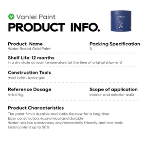 Vanlei JS-013 Pittura Murale Liquida Metallizzata Oro di Lusso a Base d'Acqua per Interni - Product Image 5