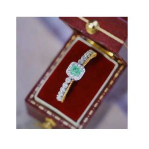 Bagues de fiançailles Xinfly en or blanc et jaune 18 carats avec diamant vert taille coussin 0,45 ct - Product Image 1