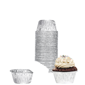 Ramequins jetables en aluminium de 4 oz avec couvercle en PET de qualité alimentaire, moules à cupcakes et muffins, coupelles en aluminium argenté pour la cuisson de poudings, crèmes brûlées et œufs - Product Image 1