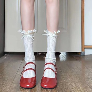 <b>Lace</b> <b>Socks</b> Women White Milk White Cotton Breathable Calf Length Solid Color Lolita Style Spring Summer Fashion <b>Socks</b> - Product Image 2