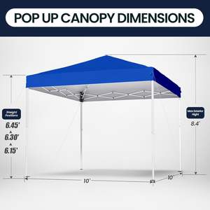 Pop Up Canopy, Heavy Duty Beach Tent Sun Shelter for Parties Events Camping Outdoor 420D PU Coated Waterproof Blue Fabric - Product Image 3