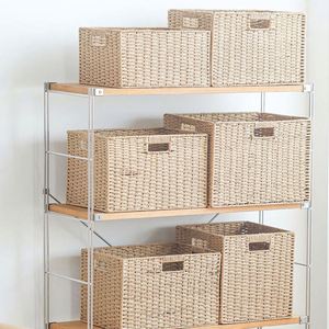Panier de rangement en rotin blanc avec couvercles, idéal pour jouets et pots de fleurs, pour cuisine, salle de bain et armoire - Vente en gros - Product Image 2