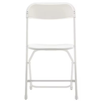 Chaise pliante en métal à dossier plat, en plastique blanc, empilable, pour jardin extérieur, mariage, événement, à prix réduit