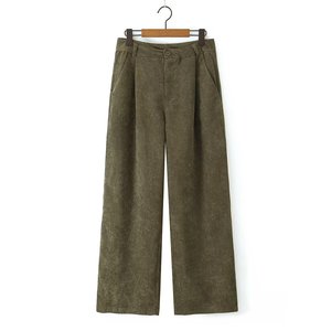 <span class=keywords><strong>Pantalon</strong></span> droit plissé en <span class=keywords><strong>velours</strong></span> côtelé multicolore, style vintage européen et américain, décontracté et polyvalent pour <span class=keywords><strong>femme</strong></span> - Product Image 5