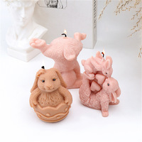 KK1094 Moule en silicone Lapin en position échelle, pour bougies, résine, savon, argile, artisanat DIY et décoration de gâteaux