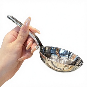 Hot Sale 316 Stainless Steel Heat Resistant Mirror Polish Modern Camping <b>Soup</b> <b>Spoon</b> with Short Handle Large Head Flatware - Product Image 2