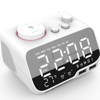BT speaker Alarm Clock hotels Creative Digital Music desk Clock Display Radio stereo with Dual USB Support U Disk TF Card FM