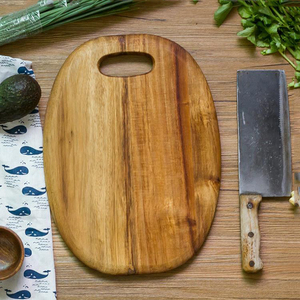Creativo utensilios de cocina del logotipo del OEM del corte de carne de acacia, bloque de madera para picar con mango - Product Image 1