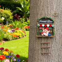 Décoration de jardin prête à être expédiée : Gnome de forêt suspendu à l'arbre avec échelle en corde, statue d'elfe en résine, décoration de jardin à fixer sur un arbre