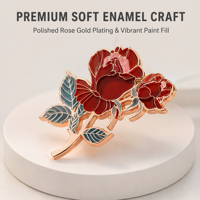 Broche en métal émaillé souple personnalisée, élégante, motif floral botanique rose, pour robe femme
