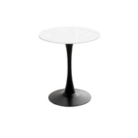 Table basse circulaire moderne en acier italien et pierre frittée – Tables à thé élégantes, durables et faciles à nettoyer pour bureau, salle à manger et salon