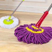 Serpillère ronde en microfibre avec cordon torsadé et manche télescopique en acier inoxydable pour le nettoyage des sols à la maison KOOCCA