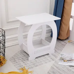 Недорогой современный журнальный столик, белый деревянный пластиковый композитный прямоугольный боковой столик с хранилищем