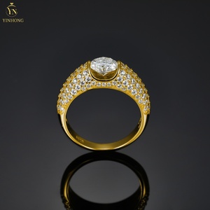 แหวนเงินแท้ S925 ประดับเพชรโมอิสซาไนต์ VVS 1-<span class=keywords><strong>2</strong></span> กะรัต แหวนเงินโมอิสซาไนต์สำหรับผู้ชาย ชุบทอง แหวนแต่งงานสำหรับผู้ชาย - Product Image 4