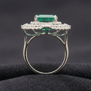Anillo minimalista de platino con diamantes, elegante anillo de compromiso, simple y brillante, regalo de joyería para boda - Product Image 3