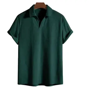 S-3XL Nieuwe Corduroy Heren Poloshirt Casual Los Gestreept Shirt Met Korte Mouwen