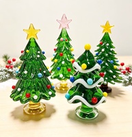 Sapin de Noël en verre fait main 2026 pour décorations de table, artisanat en verre coloré, décoration de Noël pour la maison, cadeau de fête