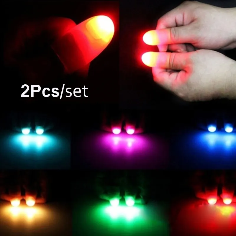 Magic Thumbs Light Toys for Adult Magic Trick Props Luminous Led Flashing Fingers Halloween Party Toys for Children