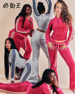 Y2k לוגו מותאם אישית קטיפה חליפה גוף מותג מותאם לנשימה גוף קטיפה רצועה אלסטי מעיל קטיפה אלסטי לנשים - Product Image 2