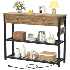 Hallway Kitchen Counter Small Sofa Table Storage Shelves Console Table Entryway Table with Outlets