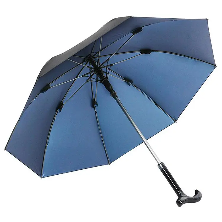 Parapluie lisse de canne à poignée d'entrejambe noir, 1 pièce, 23 "x 8K, Design spécial, multifonctionnel, noir, avec Logo personnalisé pour personnes âgées