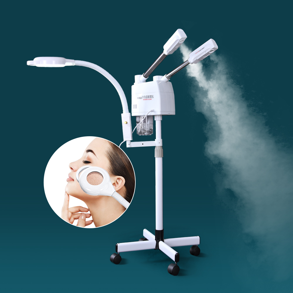 Salon 3 En 1 Warm En Koud Nano Spray Gezichtsstomer Gezichtsstomer Met Vergrotend Licht