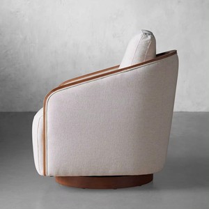 Marco de madera maciza de roble Muebles para el hogar Brazo de estilo francés Silla con respaldo bajo Sillas giratorias para sala de estar - Product Image 3