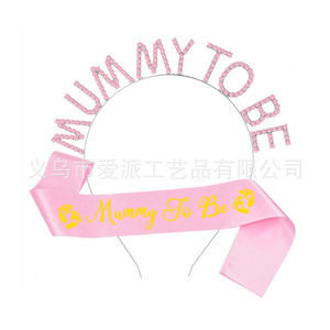 Mummy To Be Party Strap Letter Headband Rose <b>Gold</b> Two Piece <b>Set</b> For Baby <b>Shower</b> Mother's Day Celebration - Product Image 2