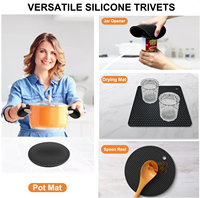 Sous-plats en silicone résistants à la chaleur, supports de casseroles multifonctionnels antidérapants, dessous de plat noirs minimalistes en matériau écologique