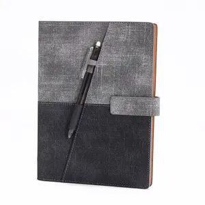 Hardcover leather A5 Waterproof business diary reusable and erasable smart loose leaf stone paper notebook with pen