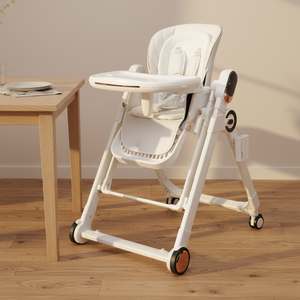 Chaise haute 3-en-1 ergonomique avec roues silencieuses universelles, hauteur réglable, 6 positions, ceinture de sécurité élargie et renforcée - Product Image 1