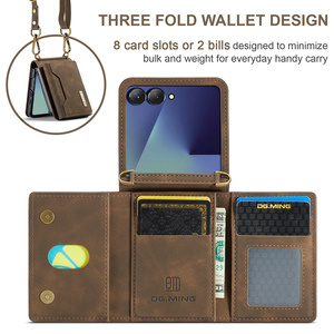 Funda de Lujo Plegable de Cuero PU para Teléfono Celular con Correa para el Hombro y Cartera Plegable para Tarjetas, Compatible con <span class=keywords><strong>Samsung</strong></span> <span class=keywords><strong>Galaxy</strong></span> <span class=keywords><strong>Z</strong></span> <span class=keywords><strong>Flip</strong></span> 7 6 5 4 <span class=keywords><strong>3</strong></span>, Nueva - Product Image 2