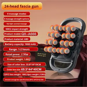 Pistola per Massaggio Muscolare a 16 Testine Senza Fili con Funzione di Calore, Batteria 1200-2000mAh per Rilassamento Profondo di Schiena e Vita - Product Image 4