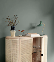 Meubles de salon modernes en bois massif et rotin avec pieds en métal, couleur bois naturel, 2 portes et 2 cloisons pour la maison ou le hall