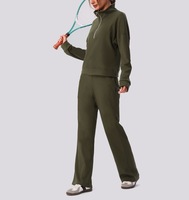 Ensemble deux pièces décontracté pour femme : Sweat-shirt à col zippé et manches longues, et pantalon de jogging large – Collection Hiver Waffle Sportswear