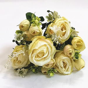 Ramo de rosas artificiales de seda, ramo de rosas falsas de tallo largo, ramos de boda - Product Image 6