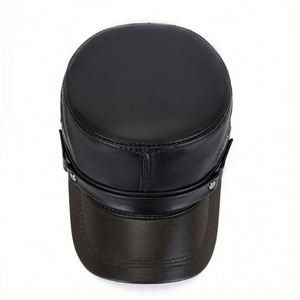 Chapeau d'hiver décontracté pour homme en cuir véritable, chaud et plat, idéal pour l'extérieur - Product Image 5