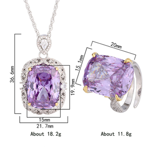Champagne <span class=keywords><strong>Purple</strong></span> Fat Zircon Jewelry Set New Bird's Nest Cut Main Stone 15*20-Joyería de moda - Product Image 3