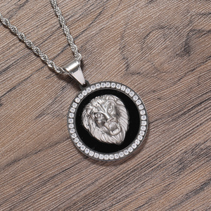 <span class=keywords><strong>Collana</strong></span> SN261 in Acciaio Inossidabile Placcato Oro <span class=keywords><strong>con</strong></span> Pendente Hip Hop e Catena a Corda, Design <span class=keywords><strong>Leone</strong></span>, Gioielli da Festa - Product Image 3