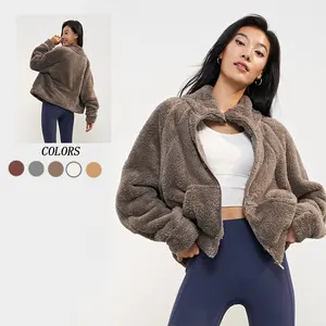 Özel Logo moda kadınlar açık tam fermuar giymek rahat polar ceket rüzgar geçirmez sonbahar kış giyim ceket kadınlar için