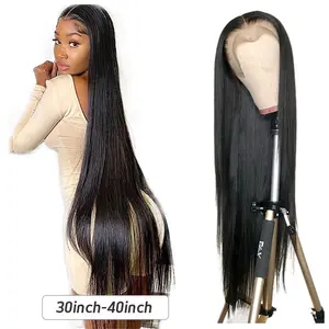 Perruque Lace Frontal Wig 360 péruvienne naturelle — beeos, cheveux lisses, nœuds décolorés, pre-plucked, 30 32 34 36 38 40 pouces, Baby Hair, livraison gratuite - Product Image 1