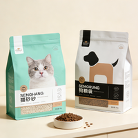 Sachet Doypack à fond plat avec fermeture zip, personnalisé, en film Mylar, impression héliogravure, résistant à l'humidité, pour aliments pour animaux de compagnie (chien, chat), 1kg, 15kg