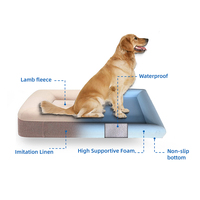 Cama Impermeable para Perros, Lavable, Ortopédica, de Espuma Viscoelástica, con Forro de Imitación Lino Extraíble, Cama de Lujo Tipo Sofá para Mascotas